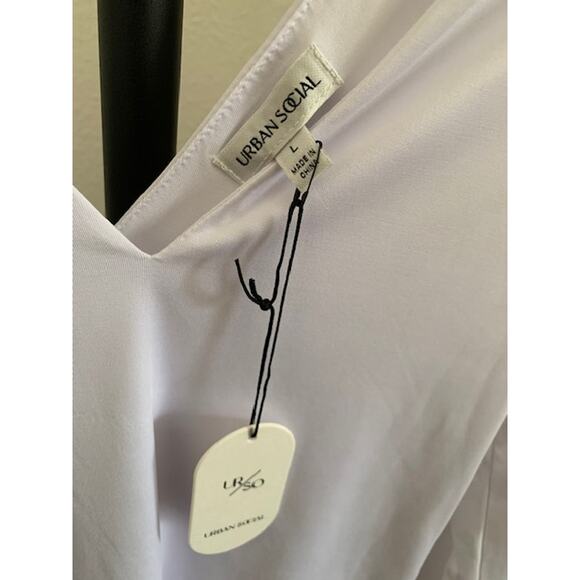 Urban Social-Long Sleeve-Double-V-Bodysuit-Poly-Blend-White-Women-L - Picture 3 of 4